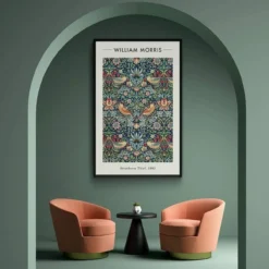 Walljar plexiglas schilderij - William Morris - Strawberry Thief Plexiglas schilderij - 70 x 100 cm