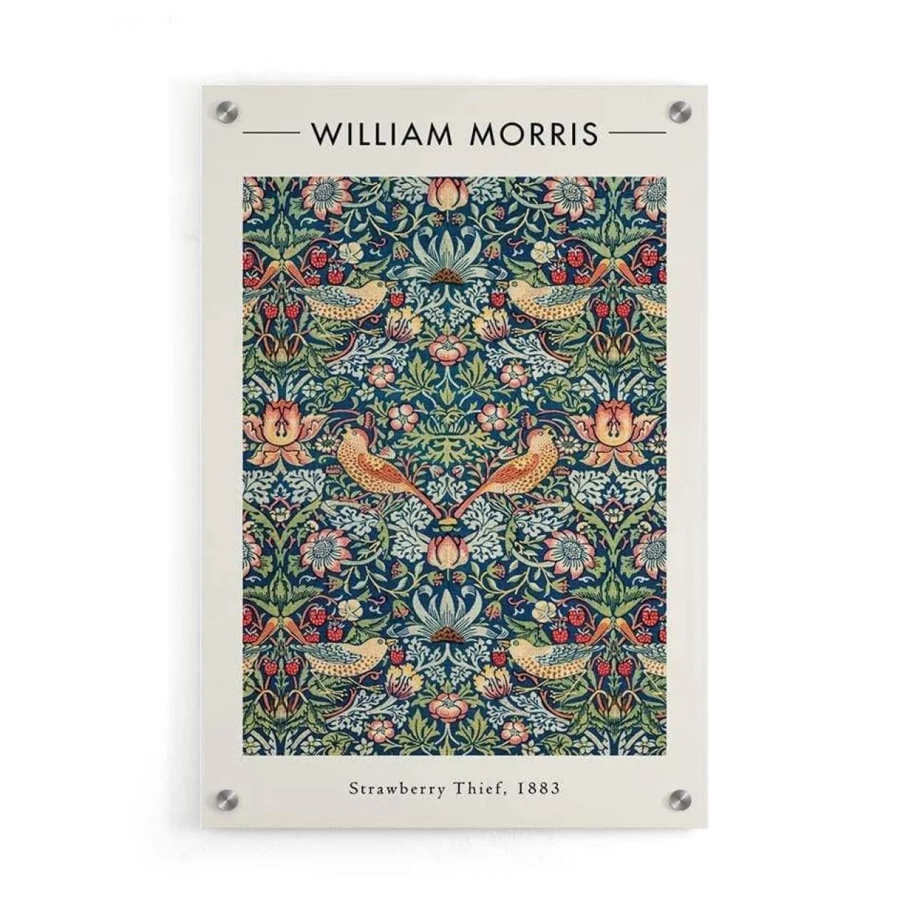 Walljar plexiglas schilderij - William Morris - Strawberry Thief Plexiglas schilderij - 120 x 180 cm