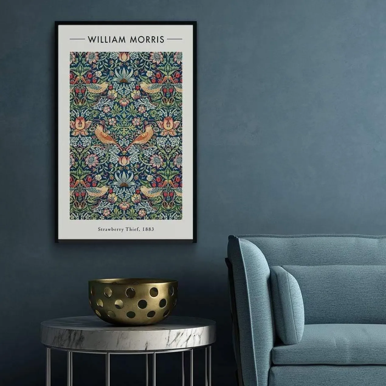 Walljar plexiglas schilderij - William Morris - Strawberry Thief Plexiglas schilderij - 150 x 225 cm