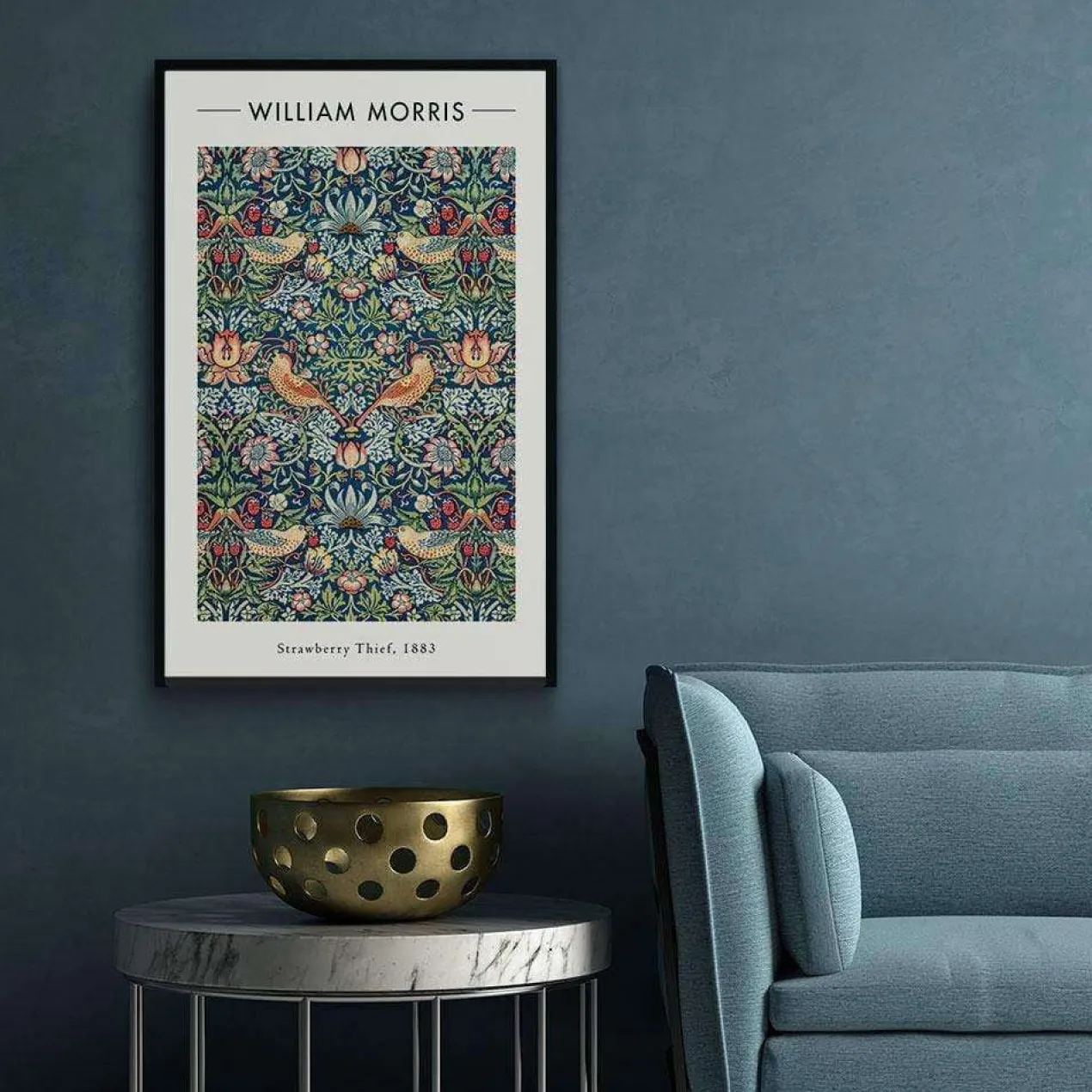 Walljar plexiglas schilderij - William Morris - Strawberry Thief Plexiglas schilderij - 60 x 90 cm
