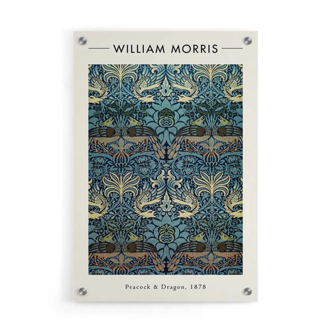 Walljar plexiglas schilderij - William Morris - Peacock and Dragon Plexiglas schilderij - 60 x 90 cm