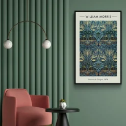 Walljar plexiglas schilderij - William Morris - Peacock and Dragon Plexiglas schilderij - 150 x 225 cm
