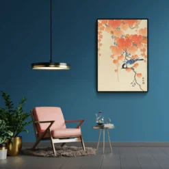 Walljar plexiglas schilderij - Ohara Koson - Great Tit On Paulownia Branch Plexiglas schilderij - 120 x 180 cm