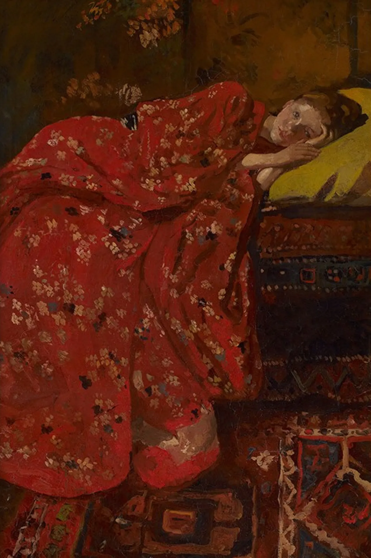 Walljar plexiglas schilderij - Breitner - Meisje In Rode Kimono Plexiglas schilderij - 50 x 70 cm