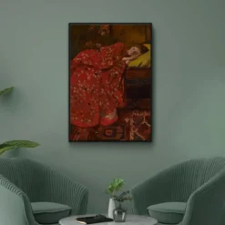 Walljar plexiglas schilderij - Breitner - Meisje In Rode Kimono Plexiglas schilderij - 150 x 225 cm