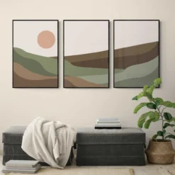 Walljar poster ingelijst - Abstract Mountains Poster ingelijst - 50 x 70 cm