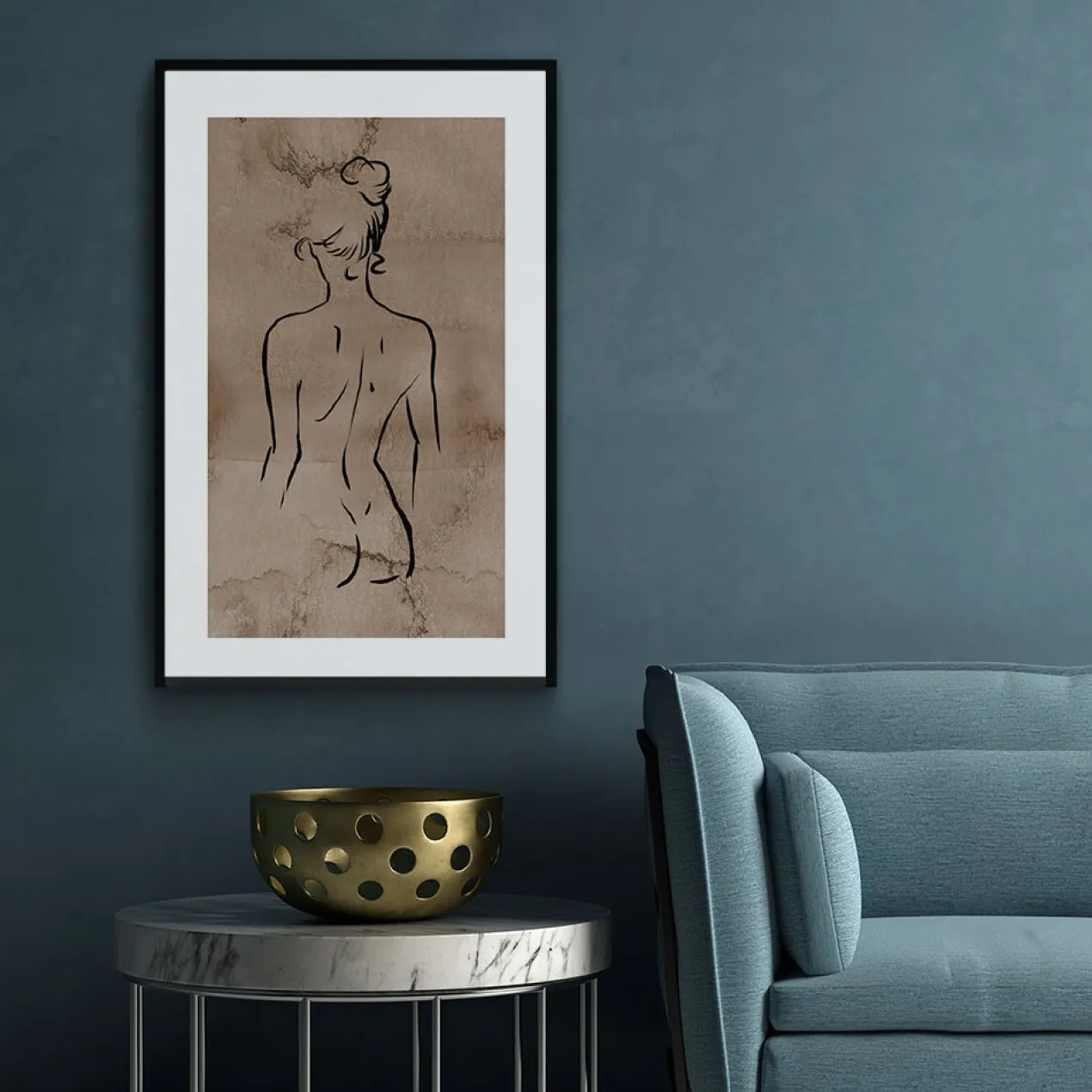 Walljar poster ingelijst - Back Line Art Poster ingelijst - 40 x 60 cm