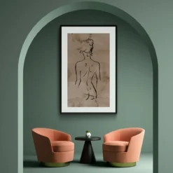 Walljar poster ingelijst - Back Line Art Poster ingelijst - 70 x 100 cm