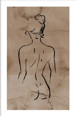 Walljar poster ingelijst - Back Line Art Poster ingelijst - 70 x 100 cm