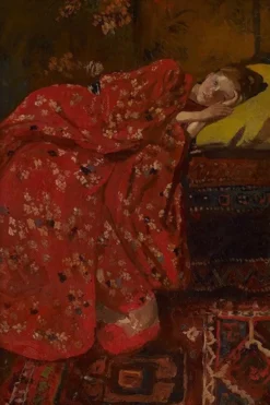 Walljar poster ingelijst - Breitner - Meisje In Rode Kimono Poster ingelijst - 40 x 60 cm
