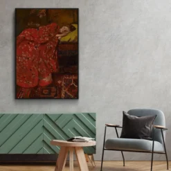 Walljar poster ingelijst - Breitner - Meisje In Rode Kimono Poster ingelijst - 50 x 70 cm
