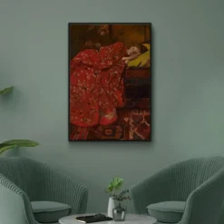 Walljar poster ingelijst - Breitner - Meisje In Rode Kimono Poster ingelijst - 70 x 100 cm