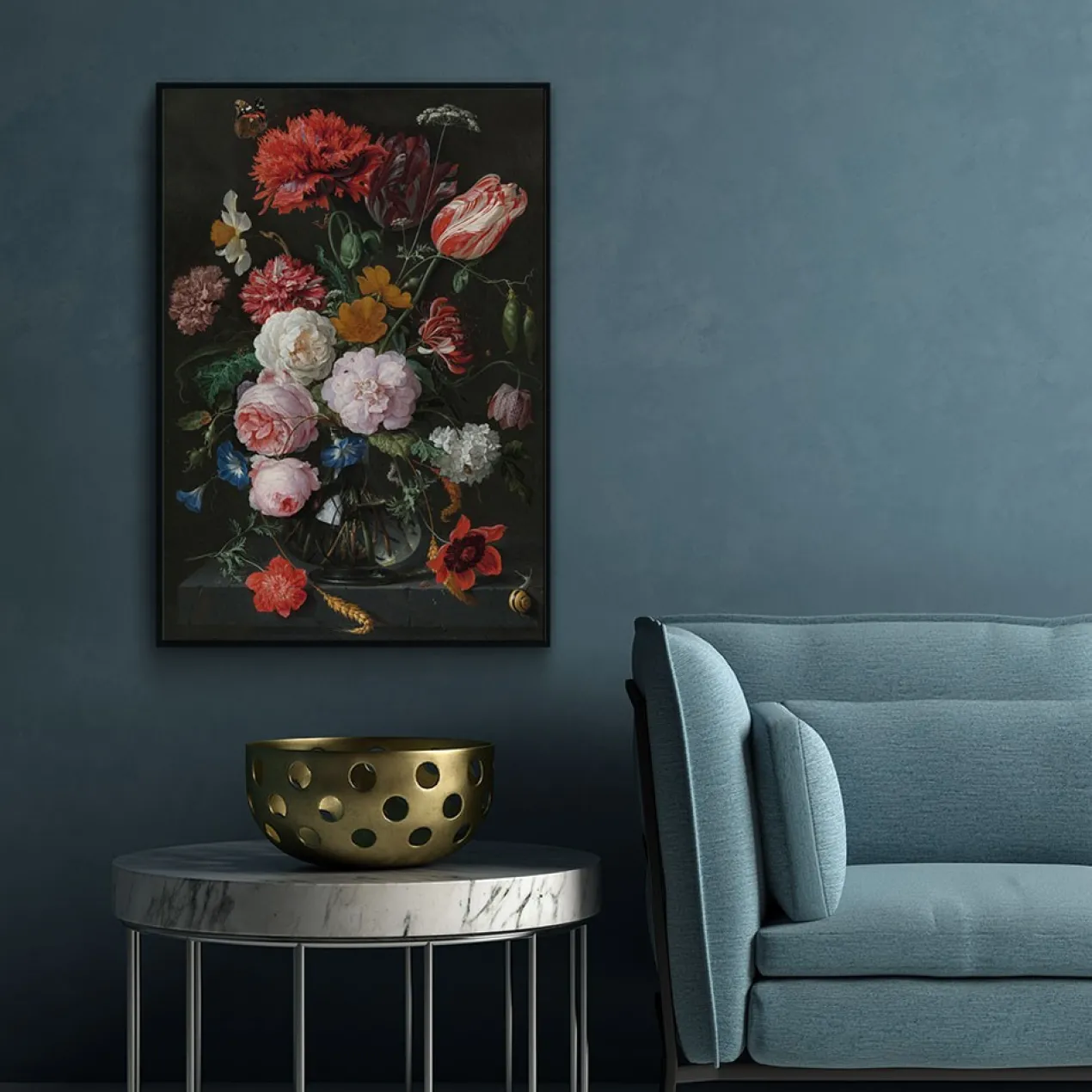 Walljar poster ingelijst - De Heem - Stilleven Met Bloemen Poster ingelijst - 40 x 60 cm