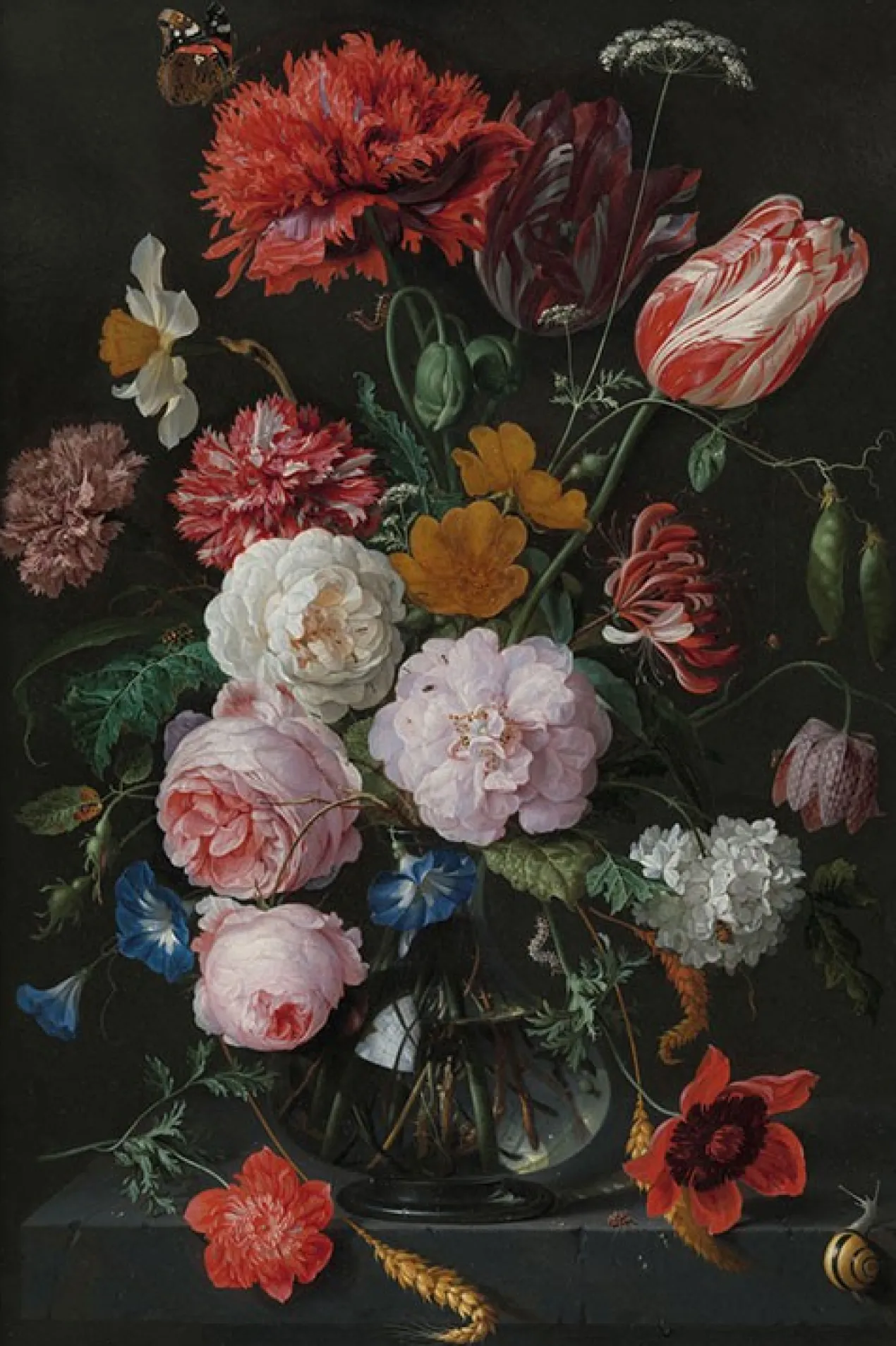 Walljar poster ingelijst - De Heem - Stilleven Met Bloemen Poster ingelijst - 70 x 100 cm