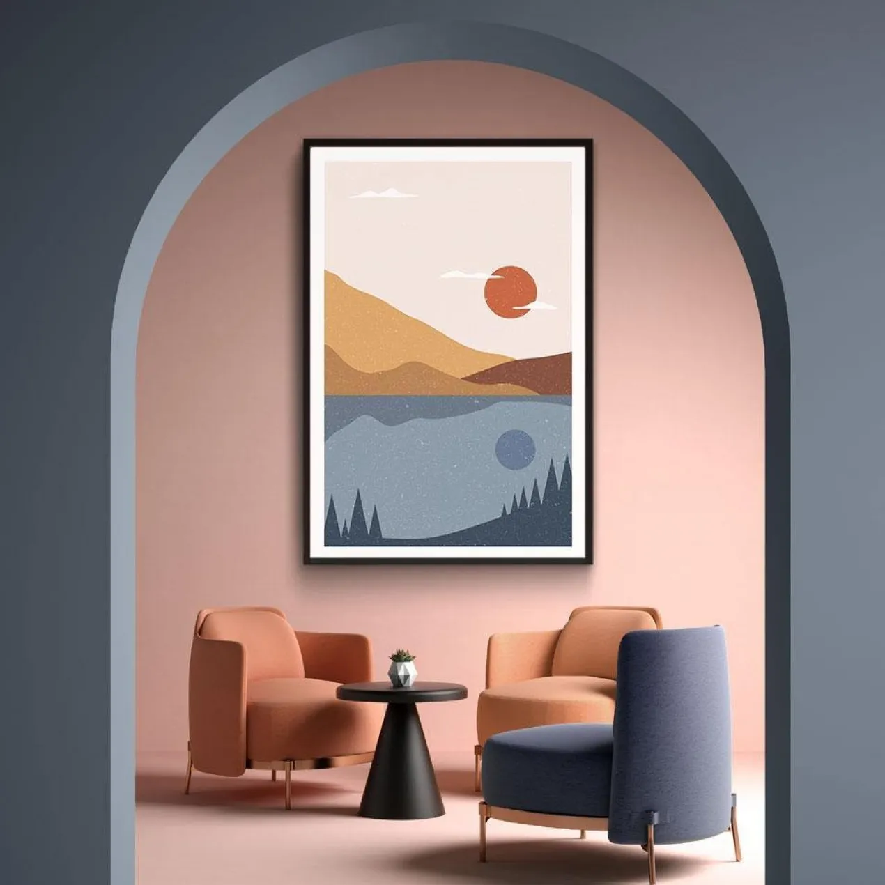 Walljar poster ingelijst - Desert Waters Poster ingelijst - 50 x 70 cm