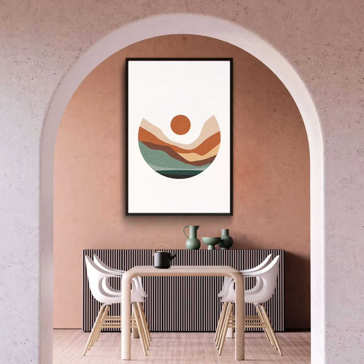 Walljar poster ingelijst - Desert Sunrise Poster ingelijst - 50 x 70 cm