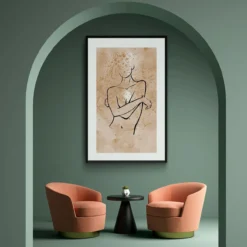 Walljar poster ingelijst - Feminine Line Art Poster ingelijst - 50 x 70 cm