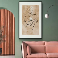 Walljar poster ingelijst - Feminine Line Art Poster ingelijst - 70 x 100 cm