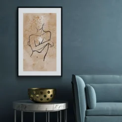 Walljar poster ingelijst - Feminine Line Art Poster ingelijst - 70 x 100 cm