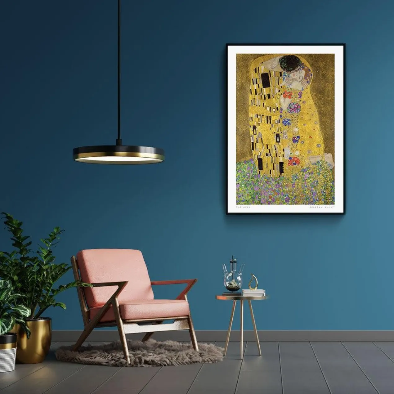 Walljar poster ingelijst - Gustav Klimt - De Kus Poster ingelijst - 50 x 70 cm