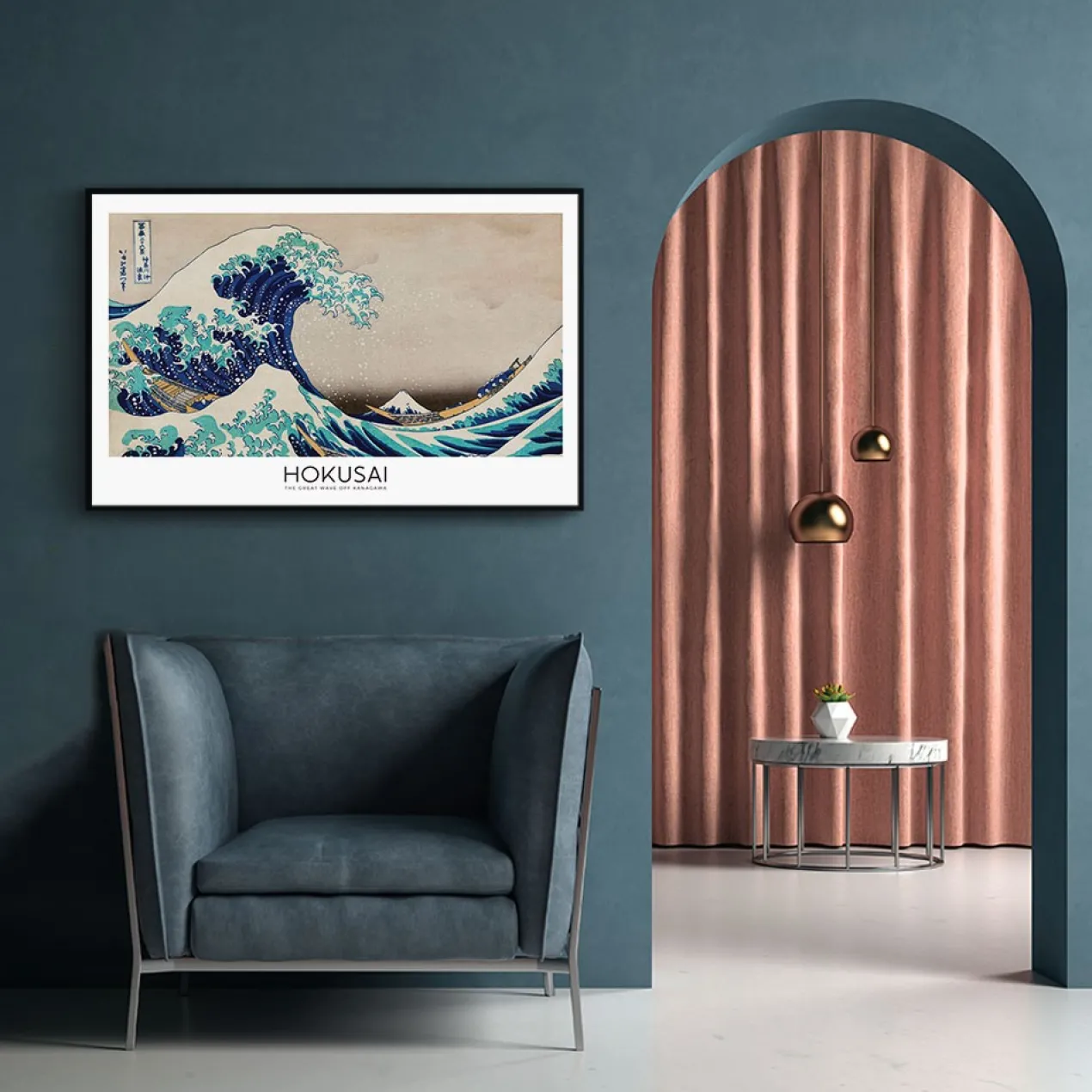 Walljar poster ingelijst - Katsushika Hokusai - The Great Wave Poster ingelijst - 40 x 60 cm