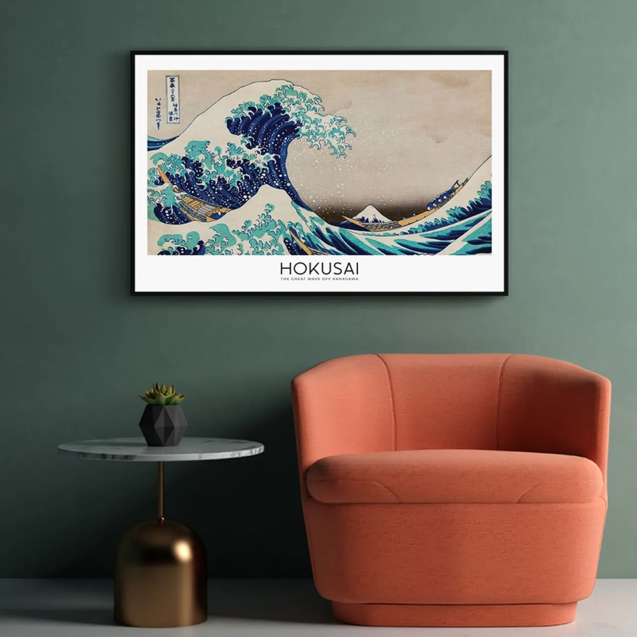Walljar poster ingelijst - Katsushika Hokusai - The Great Wave Poster ingelijst - 50 x 70 cm