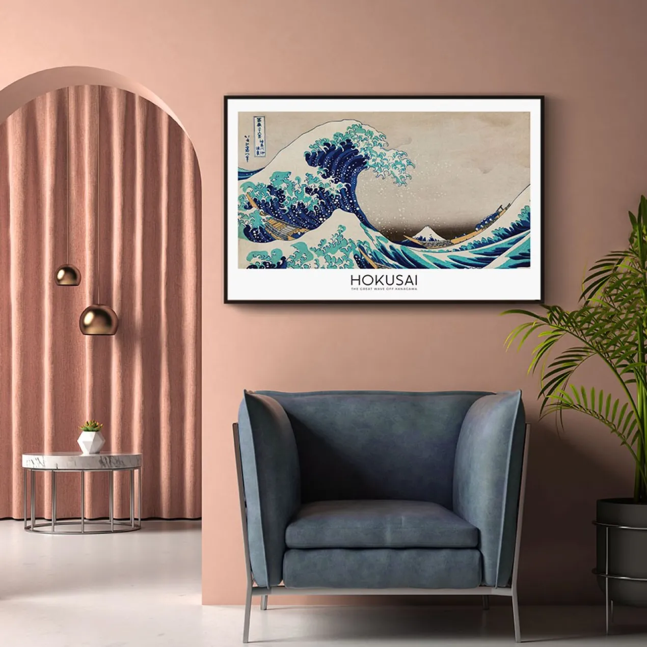 Walljar poster ingelijst - Katsushika Hokusai - The Great Wave Poster ingelijst - 70 x 100 cm
