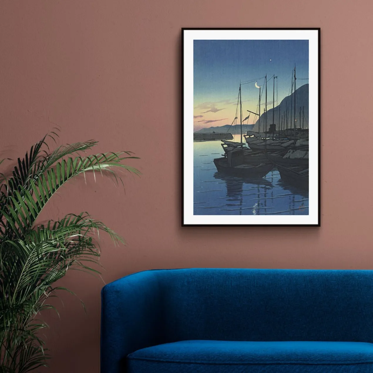 Walljar poster ingelijst - Kawase Hasui - Morning in Beppu Poster ingelijst - 40 x 60 cm