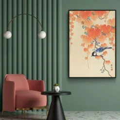 Walljar poster ingelijst - Ohara Koson - Great Tit On Paulownia Branch Poster ingelijst - 70 x 100 cm