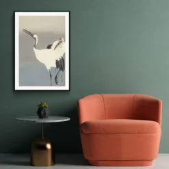 Walljar poster ingelijst - Ohara Koson - Crane bird Poster ingelijst - 50 x 70 cm
