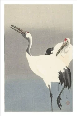 Walljar poster ingelijst - Ohara Koson - Crane bird Poster ingelijst - 70 x 100 cm