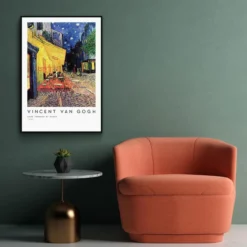 Walljar poster ingelijst - Vincent van Gogh - Caféterras Bij Nacht Poster ingelijst - 70 x 100 cm