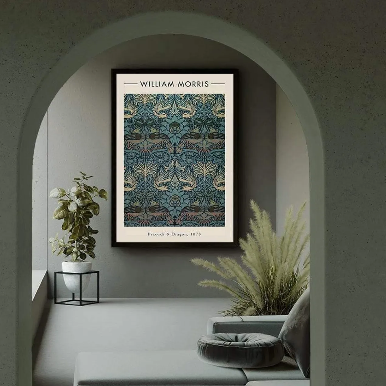 Walljar poster ingelijst - William Morris - Peacock and Dragon Poster ingelijst - 50 x 70 cm