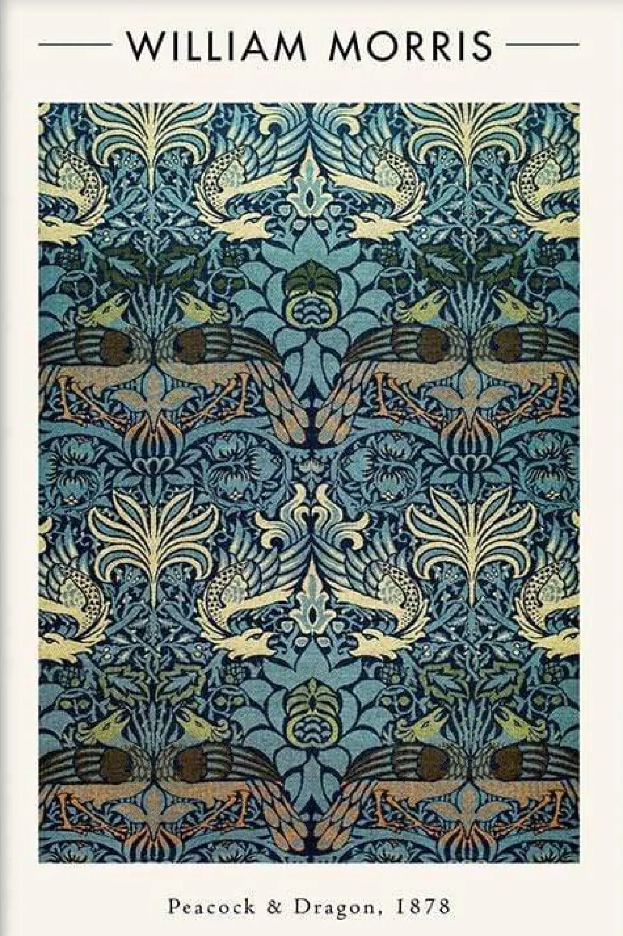 Walljar poster ingelijst - William Morris - Peacock and Dragon Poster ingelijst - 50 x 70 cm