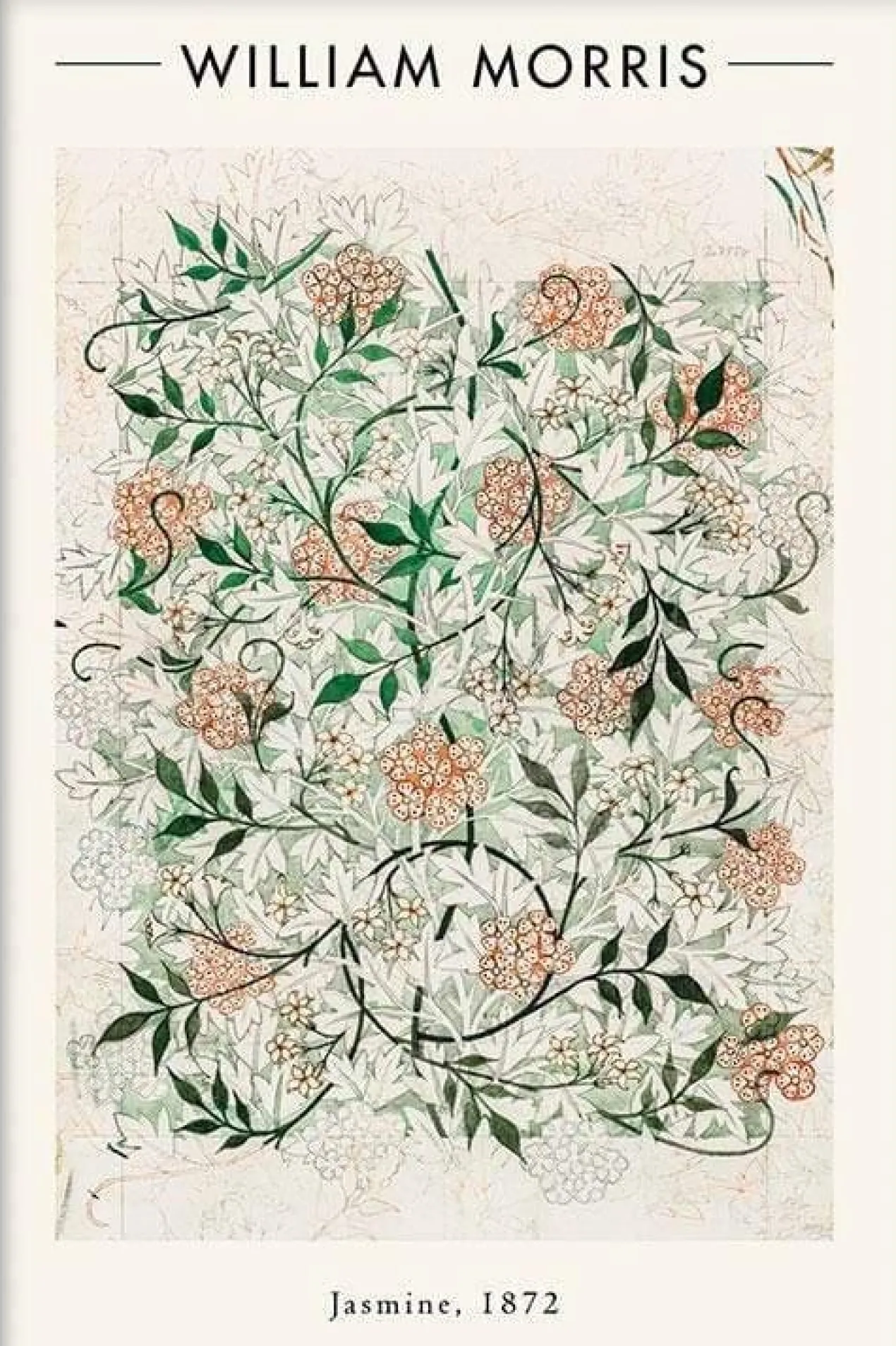 Walljar poster ingelijst - William Morris - Jasmine Poster ingelijst - 70 x 100 cm