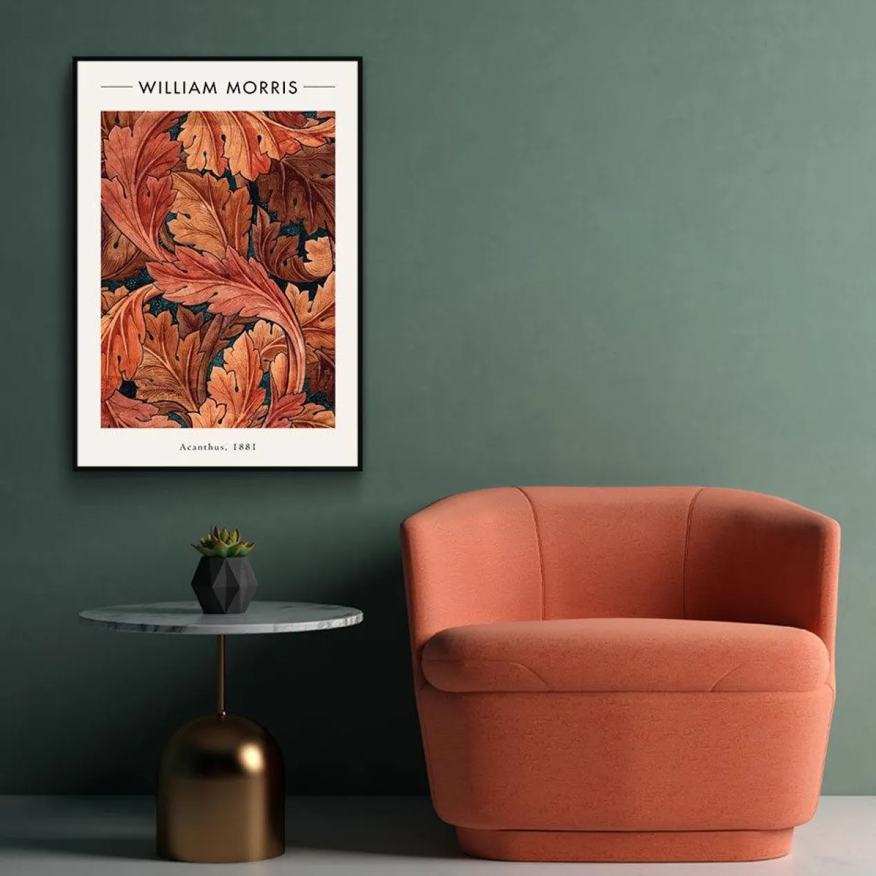 Walljar poster ingelijst - William Morris - Acanthus Poster ingelijst - 70 x 100 cm