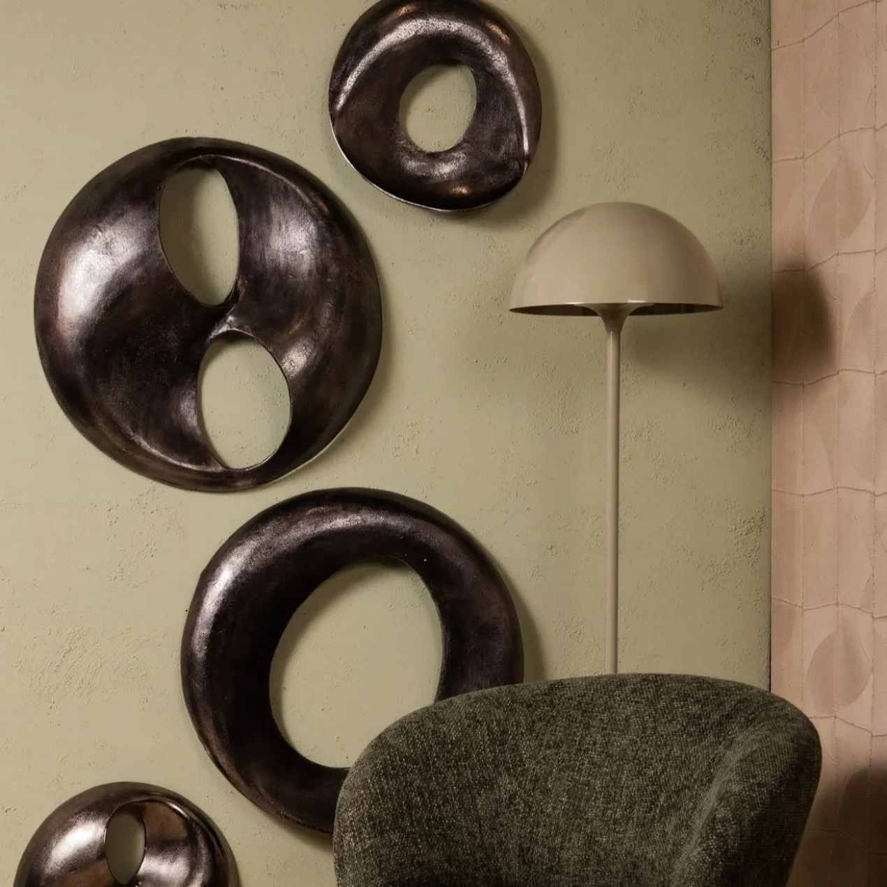 Wanddecoratie Luno nikkel Ø70 cm