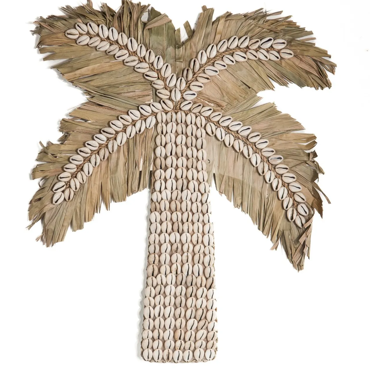 Wanddecoratie Palmboom schelpen/palmblad M