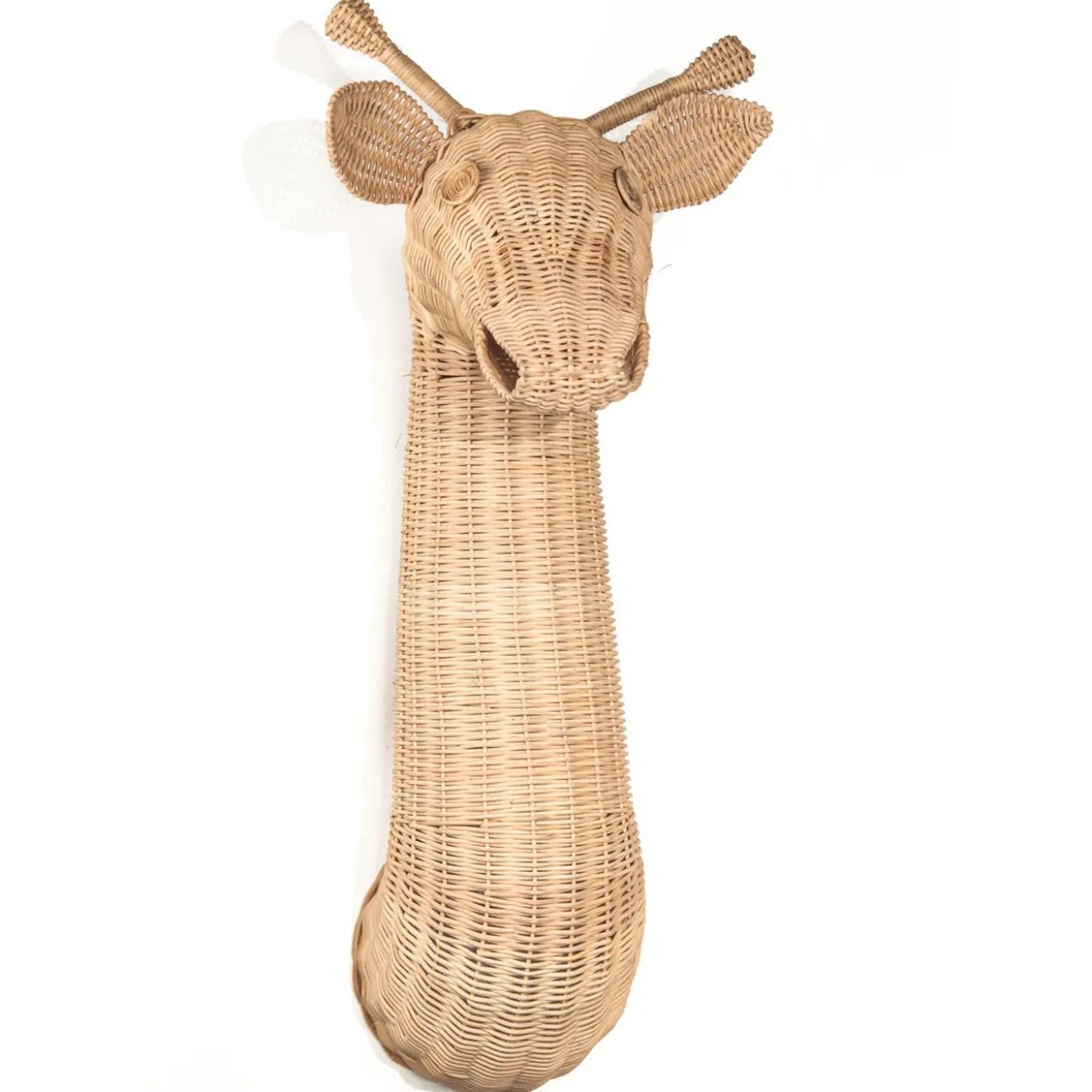 Wanddecoratie Rotan giraffekop/lamp rotan