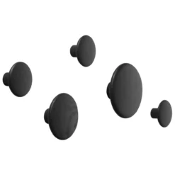 Wandhaken The Dots zwart - set van 5