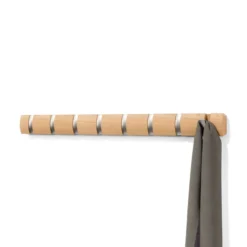 Wandkapstok Flip 8 haken naturel hout
