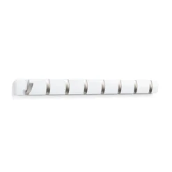 Wandkapstok Flip 8 haken wit nikkel