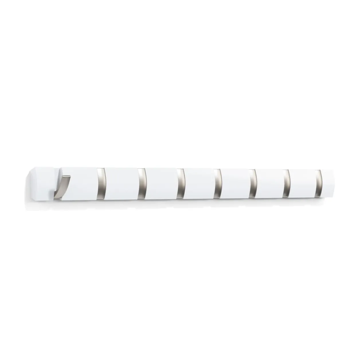 Wandkapstok Flip 8 haken wit nikkel