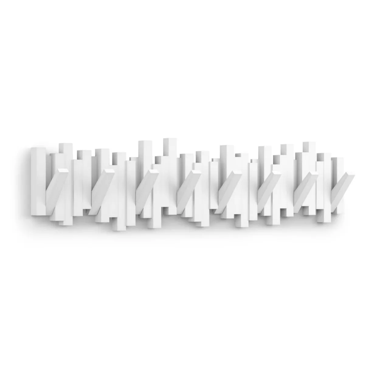 Wandkapstok Sticks met 8 ophanghaken wit