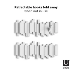Wandkapstok Sticks met 5 ophanghaken wit