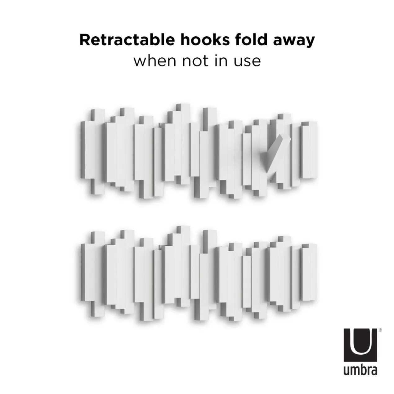 Wandkapstok Sticks met 5 ophanghaken wit