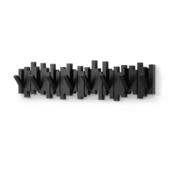 Wandkapstok Sticks met 5 ophanghaken zwart