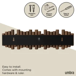 Wandkapstok Umbra Picket 8 haken Walnoot hout