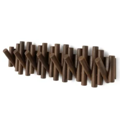Wandkapstok Umbra Picket 8 haken Walnoot hout