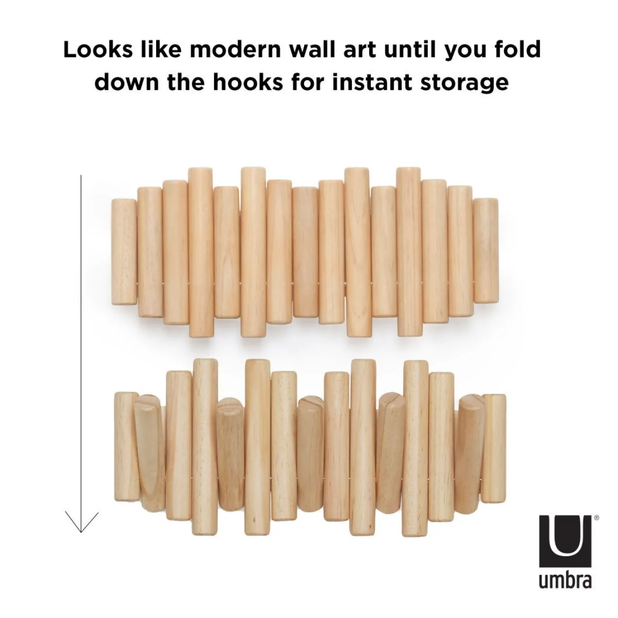 Wandkapstok Umbra Picket 5 haken naturel hout